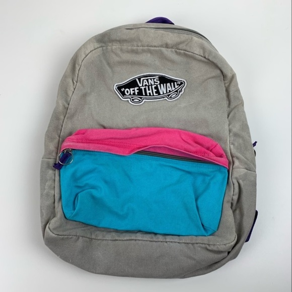 grey and pink vans bag